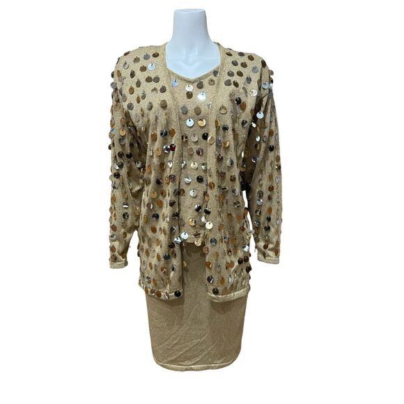 3-Piece Sequin Sweater Suit Blazer Jacket & Skirt Sets